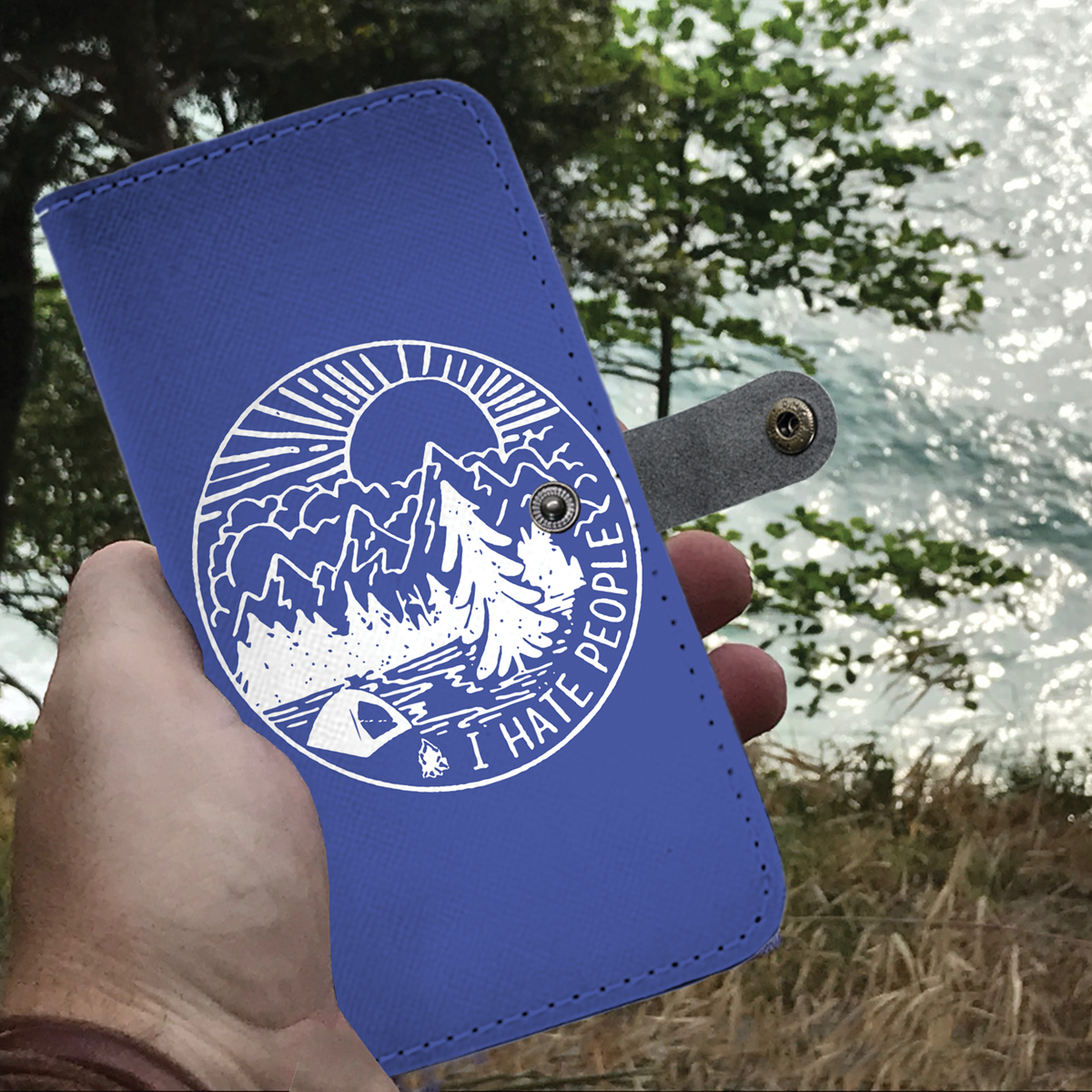 Limited Edition "I HATE PEOPLE" Wallet Case - Blue